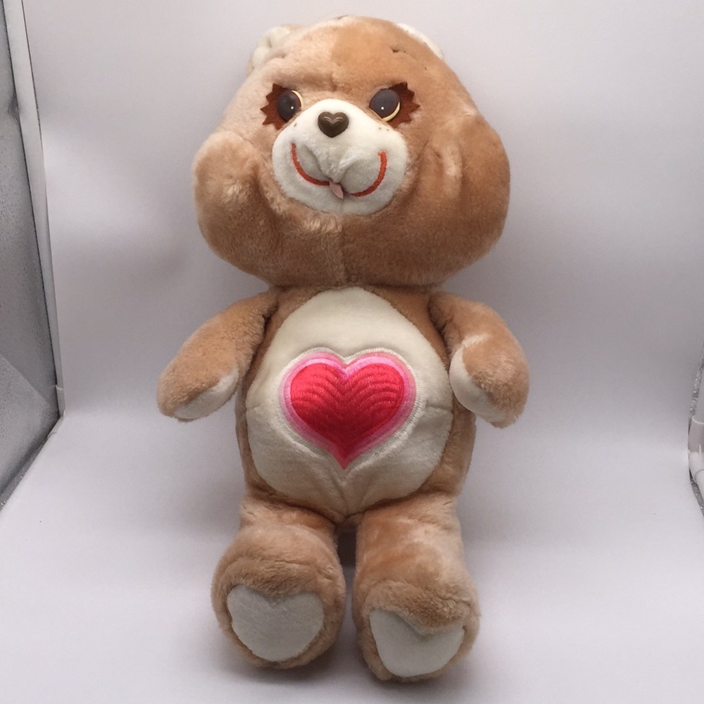 Care Bear Tender Heart Tan Red Heart Vintage 17" Plush Stuffed Animal Kenner